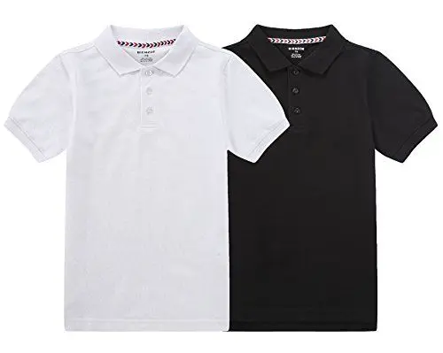 Produktbild: BIENZOE Jungen Antimikrobiell Kurzarm 2 Polo Pack Schwarz Weiß Größe 7/8