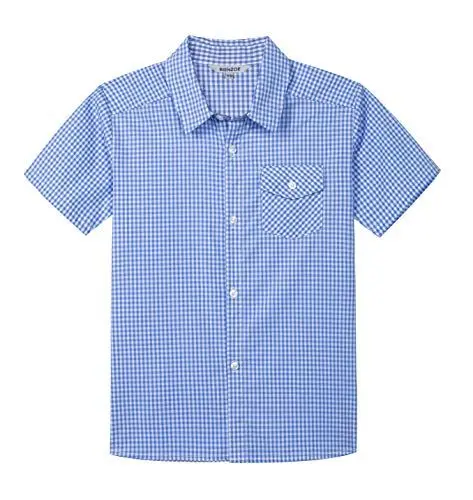 Produktbild: BIENZOE Jungen Baumwolle Plaid Knopf Sport Kurz Ärmel Hemd Hellblau 11/12