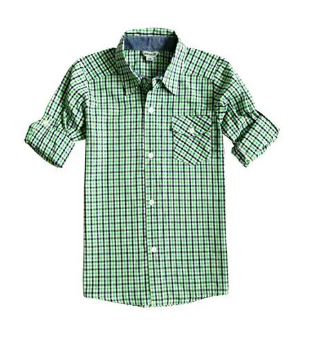 Produktbild: BIENZOE Jungen Baumwolle Plaid Knopf Unten Hemd Grün Größe 11/12