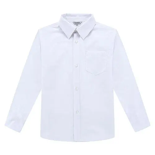 Produktbild: BIENZOE Jungen Schuluniform Lange Ärmel Knopf Unten Oxford Hemd Weiß Größe 7