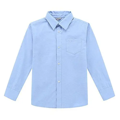 Produktbild: BIENZOE Jungen Schuluniform Lange Ärmel Knopf Unten Oxford Hemd blau Größe 6X