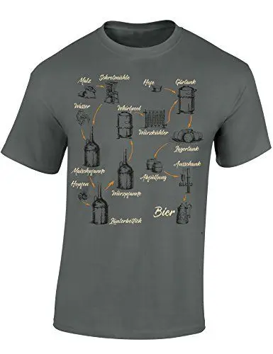 Produktbild: Bier T-Shirt: Der Brauprozess - Geschenk für Bierliebhaber - Geschenkidee für Biertrinker - Brauer Shirt - Craft Beer Trinker (L) Zink Grau