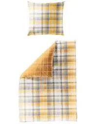 Produktbild: Bierbaum Biber Wende - Bettwäsche 2 TLG. 135x200cm Karos Gelb Ocker Sand Silber Grau