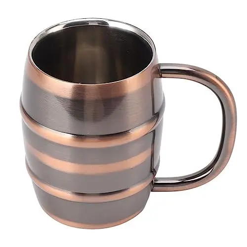 Produktbild: Bierkrug, Bierkrug, Bierkrug, Edelstahl, Doppelschichtige Isolierung, Becher, Doppelschichtige Isolierung für Zuhause, Draußen (Retro-Kupferfarbe)