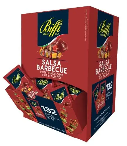 Produktbild: Biffi - Barbecue-Sauce mit 100% italienischen Tomaten - Leicht scharf - Portionsgröße - 132 x 10 g Beutel