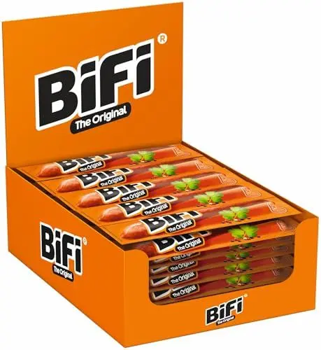 Produktbild: BiFi Original Salami Sticks – 40er Pack (40 x 20g) – Wurst Snack To Go - Luftgetrocknet Fleisch & Wurstwaren Paket - Salami mit Pfeffer, Koriander und Knoblauch - Ideale Knabberbox - Wurstpaket