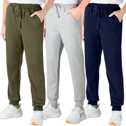Produktbild: BIG ELEPHANT 3er-Pack Jogginghosen für Jungen, sportliche Jogginghosen aus Baumwolle für Jugendliche mit Taschen und Kordelzug