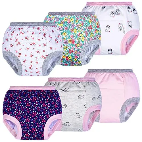 Produktbild: BIG ELEPHANT Baby Mädchen 6er-Pack Töpfchen-Unterwäsche, gepolsterte, saugfähige Blumen-Trainingshose für Kleinkinder, 2 Jahre