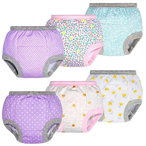 Produktbild: BIG ELEPHANT Baby Mädchen 6er-Pack Töpfchen-Unterwäsche, gepolsterte, saugfähige Blumen-Trainingshose für Kleinkinder, 3 Jahre