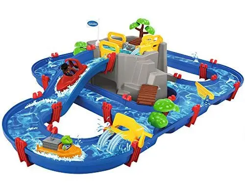 Produktbild: BIG Spielwarenfabrik - Wasserbahn Set Bergsee - 42-teiliges Spieleset mit Bergsee, Wasserfall und geheimer Höhle, Wasserspielspaß inkl. 3 Tierfiguren und 2 Booten, für Kinder ab 3 Jahren, 1642