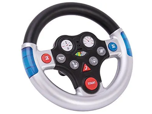 Produktbild: BIG - Rescue-Sound-Wheel - Lenkrad mit verschiedenen Rettungs-Sounds, für Bobby Cars ab dem Baujahr 2010, sowie für BIG-Traktoren, Spielzeuglenkrad für Kinder ab 1 Jahr, Silber