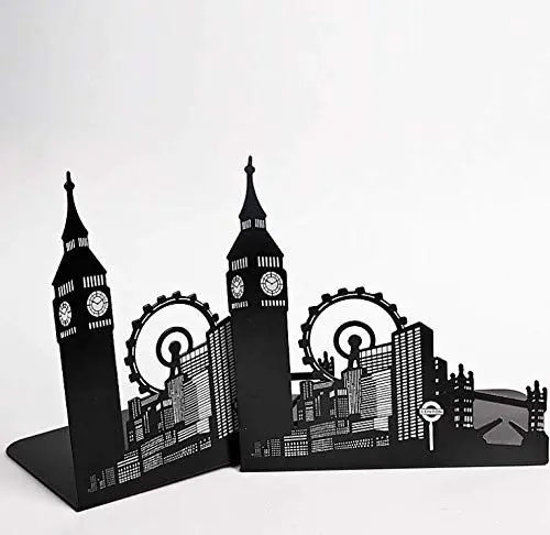 Produktbild: Big Ben Buchstützen Metall Studenten Bücherstützen für Regale, Studienbücherregale für Büroarbeitszimmer, Bücherregalhalter Buchstützen oder Bücherständer Rutschfester Bücherständer aus Edelstahl