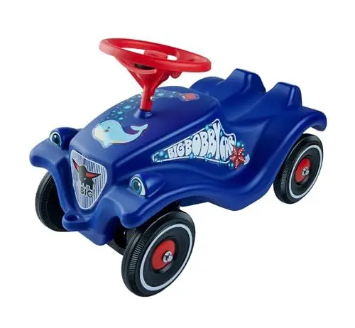 Produktbild: BIG-Bobby-Car Classic Ocean - Kinderfahrzeug mit Aufklebern in Ozean Design, für Jungen und Mädchen, belastbar bis zu 50 kg, Rutschfahrzeug für Kinder ab 1 Jahr, blau, Vlau