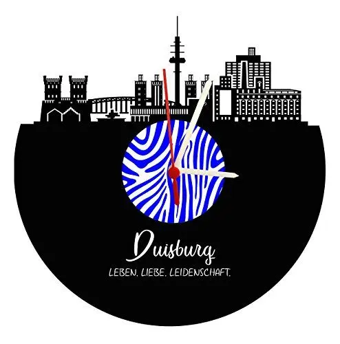 Produktbild: bigcopy e.K. Wanduhr Duisburg Skyline, Zebra, hochwertige Acrylglas Uhr mit Quarzwerk