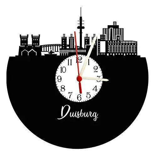 Produktbild: bigcopy e.K. Wanduhr Duisburg Skyline mit Ziffernblatt, hochwertige Acrylglas Uhr mit lautlosem Quarzwerk, 3mm Stärke