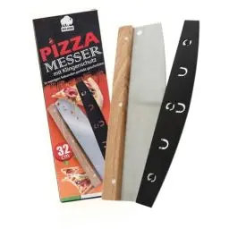 Produktbild: BigDean Pizzamesser mit Klingenschutz 32cm Edelstahlklinge - Pizza Wiegemesser Pizzaschneider Pizza Zubehör Pizza Schneider