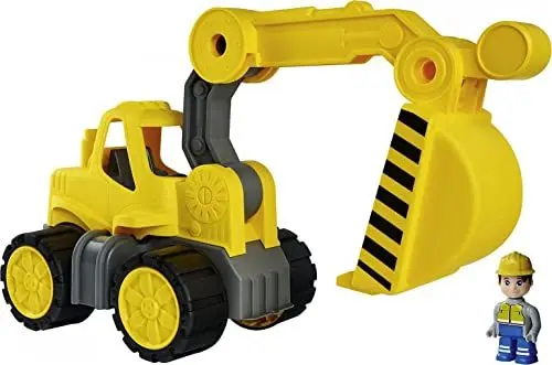 Produktbild: BIG-Power-Worker Bagger + Figur - Spielzeug Auto ideal für Unterwegs, Reifen aus Softmaterial, beweglicher Ladearm mit Schaufelfunktion, inklusive Figur, für Kinder ab 2 Jahren
