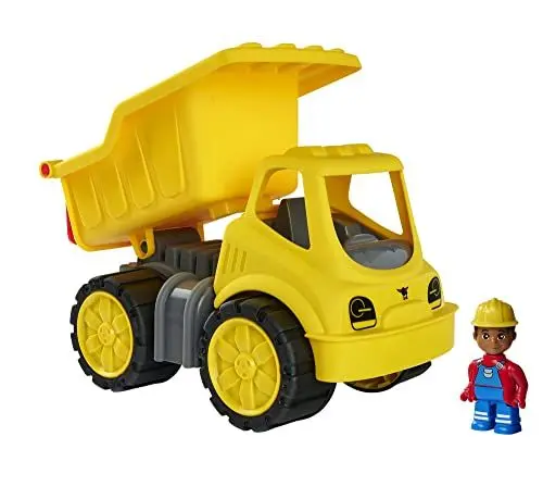 Produktbild: BIG-Power-Worker Kipper + Figur - Spielzeug Auto ideal für Unterwegs, Reifen aus Softmaterial, bewegliche Kippmulde mit Ladekappe, inklusive Figur, für Kinder ab 2 Jahren, Gelb