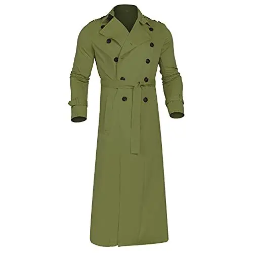 Produktbild: BIISDOST Herren Trenchcoat Winter Große Größen | Zweireihige Peacoat Schwarz Übergangsjacke Lang Wintermantel Winddicht Wärme Outdoor Urbanstyle Herrenmäntel Windbreaker S-XXL