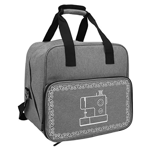 Produktbild: Biitfuu Nähmaschinen-Tragetasche, Universelle Overlock-Nähmaschinentasche mit Praktischen Mehreren Taschen, Schultergurt & Starken Griffen(grau)