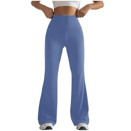 Produktbild: biJerou Damen Hose Schwarz Glitzer Leggings Regular Solid Flared Pants Active Workout Yoga Pants Trousers (BU1, M)