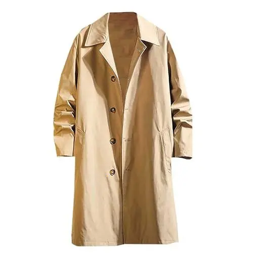 Produktbild: biJerou Herrenmäntel langer Trenchcoat für Herren Ausgefallene Jacken - Jacken (Khaki, XXXXL)