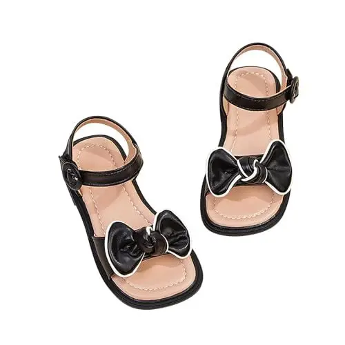 Produktbild: biJerou Mädchen Kleinkind Kind Weiche Unterseite Schleife Sandalen Prinzessin Schuhe Winter Jagdstiefel Herren (Black, 30.5)