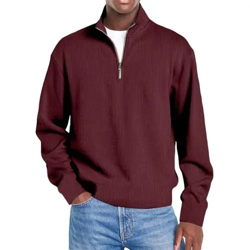 Produktbild: biJerou Seide Sweatshirt Winter Leisure Travel Sports Plaid Slim Fit Hooded Long Sleeve Sweater Top with Pocket (Red, S)