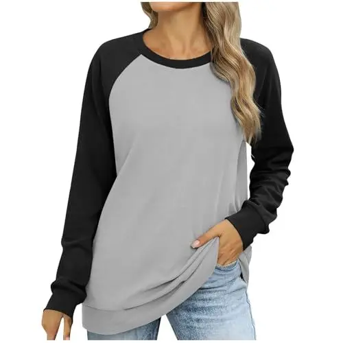 Produktbild: biJerou Sweatshirt Damen Ohne Kapuze Oversize - Pullover Winter Große Größen - Langarmshirt Elegant Festlich - Unterhemd Damen Warm Sweatshirt Winter Double Velvet Warm Sweater Pullover Warm Top