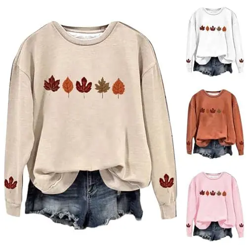 Produktbild: biJerou Sweatshirt Damen Senioren Rundhalsausschnitt, langärmelig, ohne Kapuze Pulli Herren (Beige, XL)