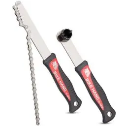 Produktbild: BIKE HAND Kettenpeitsche und Abzieher Set - Kettenpeitsche & Sicherungsring Werkzeug für Shimano HG Kassette/Freilauf Einbau Ausbau MTB Rennrad 7 8 9 10 11 Gang