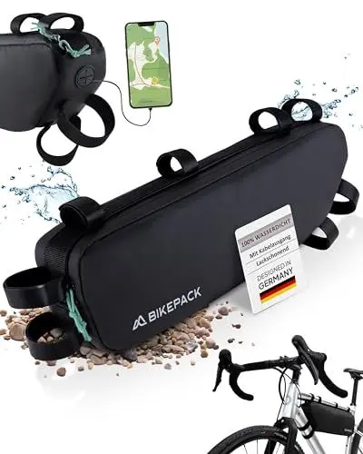 Produktbild: BIKEPACK Fahrradtasche Rahmen - Ideale Fahrradtasche, Rahmentasche Fahrrad für Rennrad & Mountainbike - Oberrohrtasche perfekt als Bikepacking Taschen/Premium Fahrradtaschen (Rahmentasche)