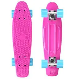 Produktbild: BIKESTAR Vintage Retro Cruiser Skateboard 60mm für Kinder und Erwachsene auch Anfänger ab ca. 6-8 Jahre | Berry & Blau