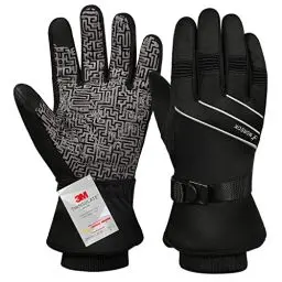 Produktbild: BIKINGMOREOK Winterhandschuhe,-30°F 3M Thinsulate Skihandschuhe Wasserdicht Warme Touchscreen Handschuhe,Winddicht Fahrradhandschuhe Herren Damen-Schwarz-L
