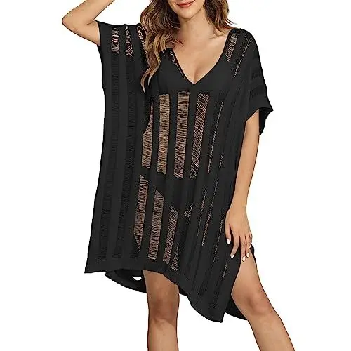 Produktbild: Bikini Brazilian Zweiteiler FüR Damen Bikini Damen Sexy Deep V ausgehöhlte gewebte Bluse Strand-Bikini-Oberbekleidung Body Weiß Damen High Waist Bikini Set (Black, One Size)