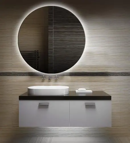 Produktbild: Bilderdepot24 Badezimmerspiegel mit Beleuchtung LED Spiegel - 40 cm Ø -runder Badspiegel mit Licht - Design Spiegel für Bad hinterleuchtet - beleuchteter Wandspiegel - OZ-LED_FI I SUA-6070