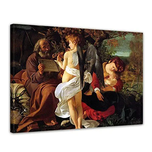 Produktbild: Bilderdepot24 Bild auf Leinwand | Caravaggio Ruhe auf der Flucht nach Ägypten in 40x30 cm als Wandbild | Wand-deko Dekoration Wohnung alte Meister | 180220-40x30