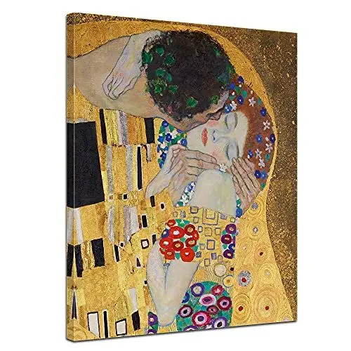 Produktbild: Bilderdepot24 Bild auf Leinwand | Gustav Klimt - Der Kuss in 30x40 cm als Wandbild | Wand-deko Dekoration Wohnung alte Meister | NEU-180206-30x40-dk