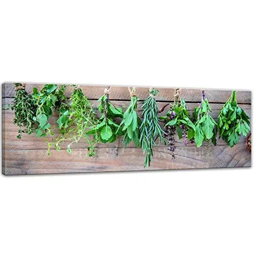 Produktbild: Bilderdepot24 Bild auf Leinwand | Küchenkräuter | in 90x30 cm als Panorama Wandbild | Wand-deko dekoration Wohnung modern Bilder | 211483
