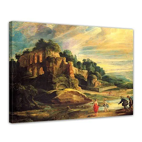 Produktbild: Bilderdepot24 Bild auf Leinwand | Peter Paul Rubens - Ruinen des Hügels Palatin in Rom in 50x40 cm als Wandbild | Wand-deko Dekoration Wohnung alte Meister | NEU-180217-50x40-lmd