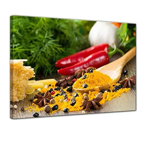 Produktbild: Bilderdepot24 Bild auf Leinwand | Pfeffer und Kurkuma - Gewürze I in 40x30 cm als Wandbild | Wand-deko Dekoration Wohnung modern Bilder | 200529-40x30