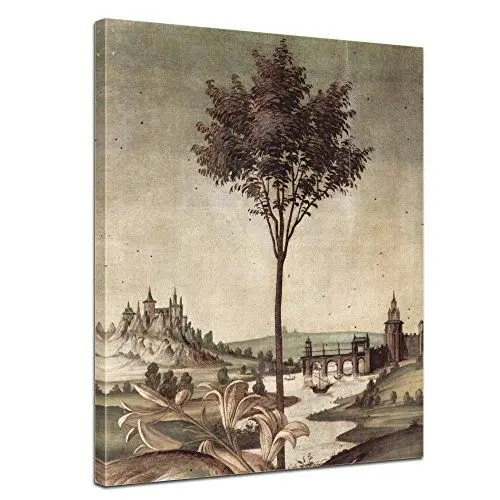Produktbild: Bilderdepot24 Bild auf Leinwand | Sandro Botticelli Landschaft Detail Verkündigung in 30x40 cm als Wandbild | Wand-deko Dekoration Wohnung alte Meister | 180293-30x40