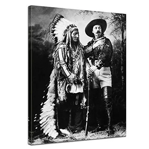 Produktbild: Bilderdepot24 Bild auf Leinwand | Sitting Bull und Buffalo Bill in 30x40 cm als Wandbild | Wand-deko Dekoration Wohnung Berühmtheiten & Zeitgeschichte | 181137-30x40
