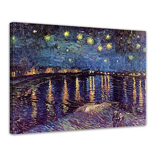 Produktbild: Bilderdepot24 Bild auf Leinwand | Vincent Van Gogh Sternennacht über der Rhône in 40x30 cm als Wandbild | Wand-deko Dekoration Wohnung alte Meister | 180310-40x30