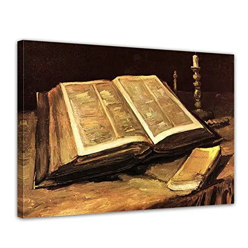 Produktbild: Bilderdepot24 Bild auf Leinwand | Vincent Van Gogh Stillleben mit Bibel in 40x30 cm als Wandbild | Wand-deko Dekoration Wohnung alte Meister | 180311-40x30