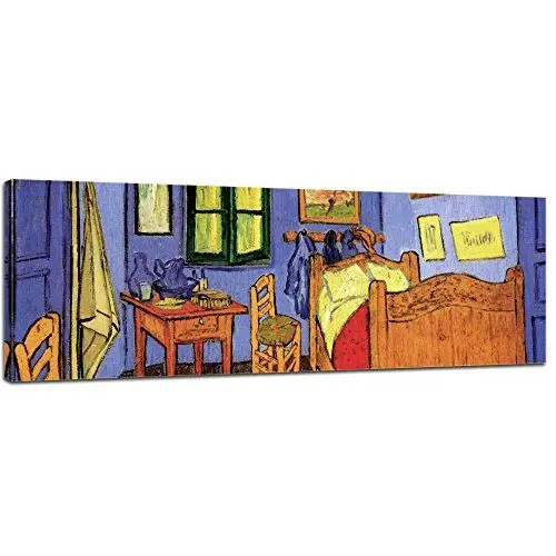 Produktbild: Bilderdepot24 Bild auf Leinwand | Vincent Van Gogh Vincents Schlafzimmer in Arles in 90x30 cm als Wandbild | Wand-deko Dekoration Wohnung alte Meister | 180308-90x30