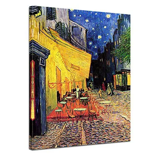 Produktbild: Bilderdepot24 Bild auf Leinwand | Vincent Van Gogh - Caféterrasse am Abend in 30x40 cm als Wandbild | Wand-deko Dekoration Wohnung alte Meister | NEU-180223-30x40-caa
