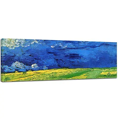 Produktbild: Bilderdepot24 Bild auf Leinwand | Vincent Van Gogh Weizenfeld unter einem Gewitterhimmel in 90x30 cm als Wandbild | Wand-deko Dekoration Wohnung alte Meister | 180314-90x30