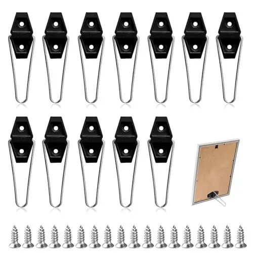 Produktbild: Bilderrahmen Ständer, 12 Stück Tellerständer Metall mit 24 Schrauben Mini Staffelei Bilderständer Stehend Klein Bilder Ständer für Elektronische Produkte Fotodisplays, Schwarz
