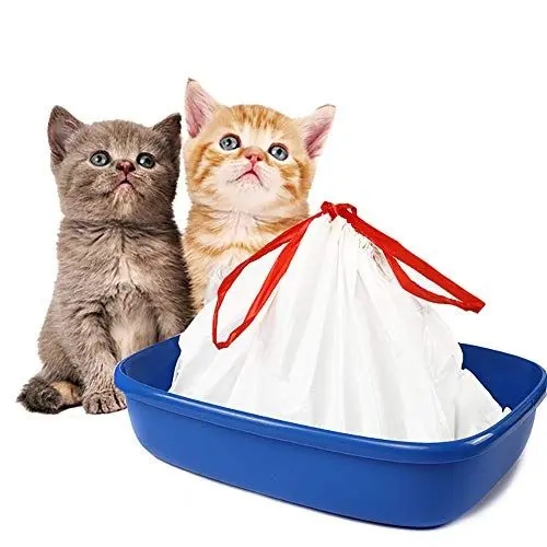 Produktbild: Bilieasy Katzentoiletteneinlagen, groß, mit Kordelzug, kratzfeste Beutel für mittelgroße und große Katzentoiletten, 10 Stück (L 10 Stück)